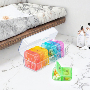 Linxikeji LX1911 Portable Bounce Button <b>Rainbow</b> 7 Days Pill <b>Box</b> 7 Compartments Weekly Pill Organizer Travel Plastic Customizable - Product Image 2
