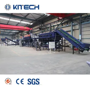 ground film pp pe waste plastic recycling washing assembly line with shredder machine high speed dehydrator