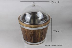 Cubo de Almacenamiento de Alimentos de Madera Ecológico Personalizado con Barnizado Brillante y Tapa de Vidrio para Uso en Supermercados - Tambores, Cubos y Barriles - Product Image 2