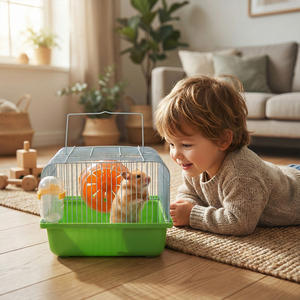 Grande cage à hamster en fil métallique durable avec poignée de transport, enclos portable pour petits animaux pour une utilisation en extérieur et en intérieur - Product Image 2