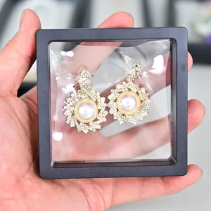 Kotak perhiasan film pe suspensi bening penyimpanan tampilan mengambang kotak perhiasan bingkai 3d kotak transparan mengambang