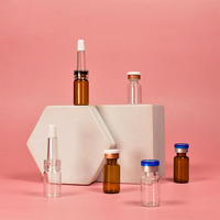 Mini flacons en verre tubulaires transparents ambrés pour sérum, 3ml, 5ml, 6ml, 7ml, 8ml, 10ml, 15ml, 20ml, avec compte-gouttes