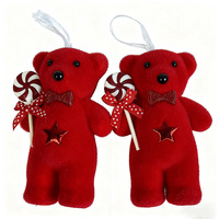 Décoration de Noël : Pendentif ours de dessin animé réaliste et mignon, en peluche super douce, avec écharpe, créatif