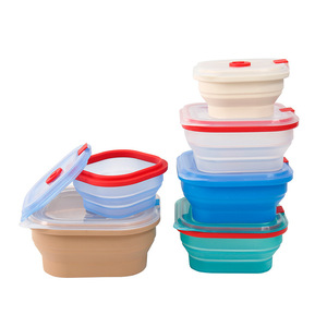 Food Storage Container Foldable Rectangle Clip-On Lid For Travel And <b>Microwave</b> Use - Product Image 1