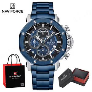 นาฬิกา NAVIFORCE 8065 สำหรับผู้ชาย นาฬิกาธุรกิจ กันน้ำ โครโนกราฟ แฟชั่นลำลอง ควอตซ์ ตัวเรือนสแตนเลสสตีล พร้อมกล่องของขวัญ - Product Image 1