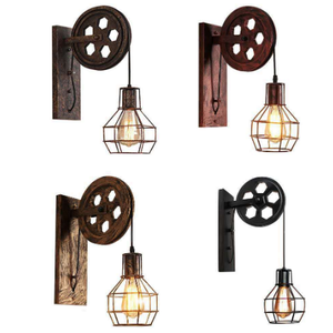 Lámparas de pared de estilo industrial americano, polea retro, jaula de liron para Decoración - Product Image 1
