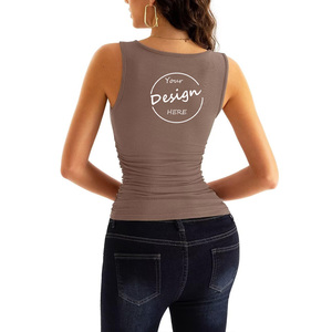 بيع بالجملة عارضة بلون واحد تشغيل تجريب الأساسية بلا أكمام متسابق مضلع اليوغا اللياقة البدنية تانك أعلى الشارع الشهير السيدات سترة مضلع - Product Image 6