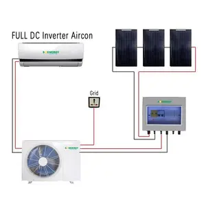 Ar Condicionado split 12kw 24kw com painel solar Híbrido DC Compressor 110-230v DC Ar Condicionado movido a energia solar