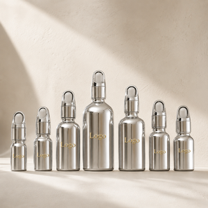 Botella de Vidrio Cosmética Plateada al por Mayor OEM <span class=keywords><strong>con</strong></span> Pulverizador de Niebla Fina, Bola Rodante y Gotero <span class=keywords><strong>para</strong></span> Perfumes y Aceites Esenciales, Logotipo Personalizado - Product Image 1