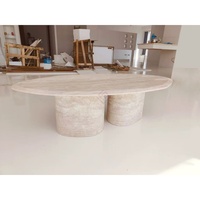 Meubles de salon classiques, prix de gros, tables basses ovales en travertin en marbre