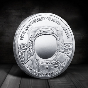 Pièce commémorative de l'atterrissage de la lune de l'Apollo 11, motif du premier homme, pièce de défi, argent plaqué argent américain, souvenir de la <span class=keywords><strong>mission</strong></span> historique - Product Image 4