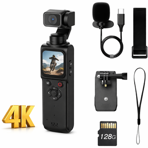 Videocamera 4K per Vlogging, Action <span class=keywords><strong>Cam</strong></span> Tascabile Rotante con Stabilizzazione Audio-Video, Schermo Touch per <span class=keywords><strong>Viaggi</strong></span> - Product Image 1