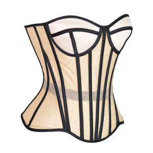 Corsé Bustier con Varillas y Copa para Mujer, con Cordones, Malla Transparente, Push Up, Moldeador de Torso, Corsé Base Tipo Sujetador para Vestido de Novia - Product Image 3
