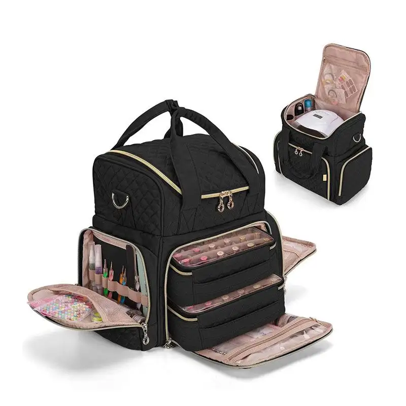 Afneembare Benodigdheden Case Dubbellaags Nail Bag Rugzak Nagel Organizer Polish Opbergtas Nail Tech Tas