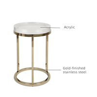 Table basse moderne en acier inoxydable et acrylique avec verre trempé ultra-transparent et accents dorés – Meuble de salon durable pour usage domestique