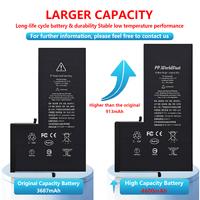 Batterie de téléphone certifiée CE pour iPhone 6 6s 6p 6sp 7 7p 8 8p X Xr Xs 11 12 13 14 15 16 17 Pro Max Tous modèles 0 cycle