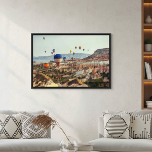 Cappadocia Air <b>Balloon</b> Canvas Print: Vibrant Landscape Artwork,BLACK FRAMED CANVAS - Product Image 3