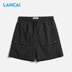 กางเกงขาสั้นลำลองทรงตรงหลวมสไตล์สตรีท Lancai รุ่นใหม่ประจำฤดูร้อนปี 2026 มีกระเป๋าใหญ่ พร้อมเชือกผูกเอว แห้งเร็ว สำหรับผู้ชาย - Product Image 3