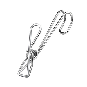 Stainless Steel Clothes <b>Clips</b> With <b>Hooks</b> Rectangle Shape Durable For Bathroom Use - Product Image 1