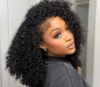 Vente en gros 3/4 perruque demi-tête avec clip sans couture de qualité cheveux Remy crépus bouclés 200% de densité Aucune colle requise