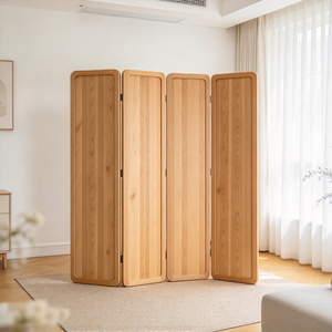 Panel Separador de Habitaciones Plegable de Madera, Biombo de Cuatro Pliegues para Privacidad en Sala de Estar o Dormitorio - Product Image 2