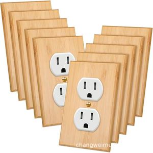 Wooden Double Outlet <b>Wall</b> <b>Plate</b> Natural Wood Color 120V Standard Grounding For Home Use - Product Image 1