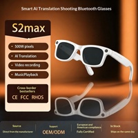 Lunettes Intelligentes S2MAX avec Caméra 500MP, Enregistrement Vidéo et Photo, Traduction IA, Contrôle Tactile, Commande Vocale, Étanchéité IPX4, Magnétiques