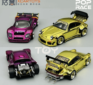 Modèle de voiture miniature Tuoyi POPRACE 1/64 RWB930 Rocket Bunny Elise avec remorque à plateau - Product Image 5
