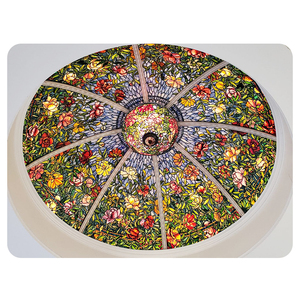 Dôme de vitrail décoratif décoré de motifs floraux et de <span class=keywords><strong>vignes</strong></span> Panneau de toit en verre teinté au plomb Tiffany - Product Image 3