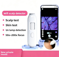 Caméra de détection des follicules pileux sans fil WiFi, analyseur de cuir chevelu HD 50x-200x, microscope cutané rechargeable à lumière blanche UV
