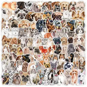 100 pièces aquarelle dessin animé chien animal Graffiti autocollant pour la décoration intérieure ordinateur portable bouteille vinyle belle Corgi carlin autocollants