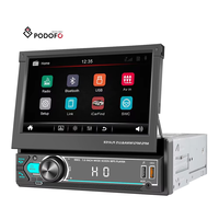 Reproductor MP5 para Auto Podofo de 7'', Radio de Auto Telescópica 1Din, Estéreo, Autoradio, Doble USB, Carga Rápida, Luces de Colores, BT, FM, EQ, Venta al por Mayor
