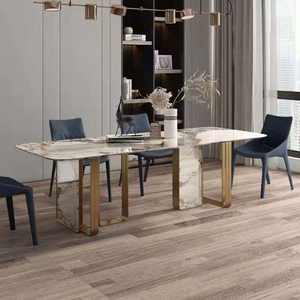 Mesa <span class=keywords><strong>de</strong></span> comedor y silla con placa <span class=keywords><strong>de</strong></span> roca <span class=keywords><strong>de</strong></span> <span class=keywords><strong>cara</strong></span> brillante italiana, combinación <span class=keywords><strong>de</strong></span> piedra <span class=keywords><strong>de</strong></span> lujo, mesa <span class=keywords><strong>de</strong></span> comedor familiar <span class=keywords><strong>Pandora</strong></span> simple moderna - Product Image 3