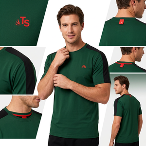 Ts Men's Green Sleeveless Tennis Shirt Crew Neck Moisture Wicking Breathable Athletic Fit Solid Color Heat-Transfer Printed Logo - Product Image 1