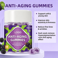 Gummies de suppléments à base de plantes anti-âge pour adultes en vrac, 60 unités, sans sucre, favorisant l'éclat de la peau, support OEM, marque privée