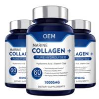 Gélules de collagène marin hydrolysé pour adultes avec acide hyaluronique, complexe de vitamines C et E, bien-être quotidien, approvisionnement ODM