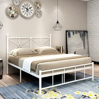 Lit traditionnel en fer forgé, taille simple ou double, cadre de lit en métal durable pour appartement ou chambre à coucher