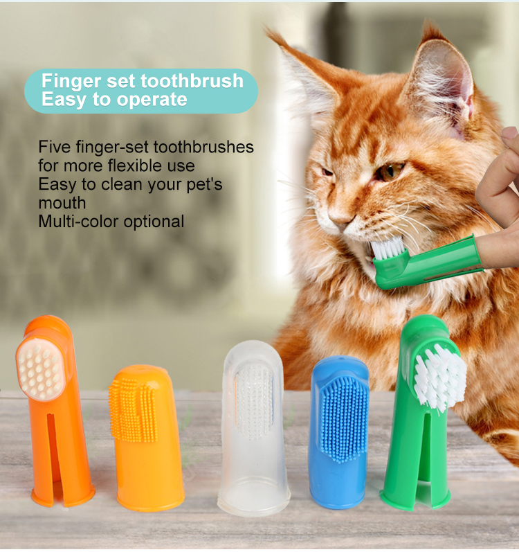 Factory Wholesale Multicolor Pet Finger Brush Cat Dog Finger Toothbrush