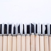 12 pièces couteau à découper le bois ciseau ensemble bricolage outils en bois carte blister OEM acier au carbone manche en bois droit outils de sculpture sur bois