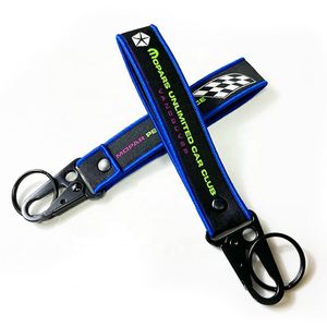 <b>Custom</b> Logo Silk Screen Printing Strap Wrist Woven Embroidery Keychain Lanyard Short <b>Key</b> Chain - Product Image 3