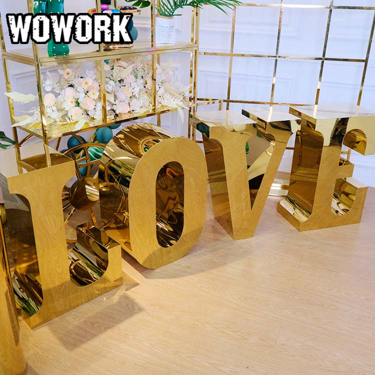 2022 г., WOWORK, 3 фута, 4 фута, 100 см, товары для брачной вечеринки, мероприятий, металлический зеркальный Золотой Стол, обеденные буквы для свадебного украшения