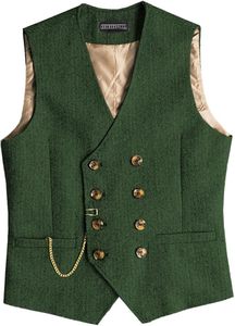 Veste de <span class=keywords><strong>costume</strong></span> pour <span class=keywords><strong>homme</strong></span> en gros, <span class=keywords><strong>gris</strong></span>, en laine à chevrons, tweed vintage, style steampunk, col en V, coupe ajustée, vestes de cérémonie formelles - Product Image 2