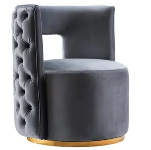 Toptancı yeni tasarım düğmesi tepeli döşeme gri kadife vurgu sandalye ev için