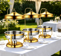 Chauffe-Plat Professionnel en Acier Inoxydable Doré 9L pour Restaurants, Réchaud à Alcool pour Traiteur et Mariages