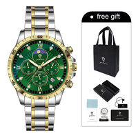 Montre à quartz classique pour homme Gohuos 9809, vente en gros, avec accessoires, résistante à l'eau, en acier inoxydable, avec date luminescente