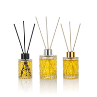 Flacon diffuseur de luxe en verre transparent rond de 150 ml avec bouchon argenté brillant pour ensemble de bâtonnets d'aromathérapie esthétique de spa