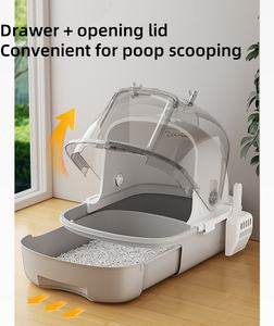 Grand bac à litière <span class=keywords><strong>pour</strong></span> chat avec rabat de <span class=keywords><strong>porte</strong></span> avant et pelle Bac à litière semi-fermé Surface antiadhésive <span class=keywords><strong>d</strong></span>étachable et facile à nettoyer - Product Image 5