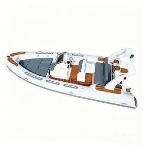 <span class=keywords><strong>Bateau</strong></span> pneumatique rigide à coque en V profond RIB580 de 5,8 m (20 pieds) en Hypalon/PVC blanc avec coque en fibre de verre pour la pêche sportive et la plongée, capacité 8 personnes - Product Image 1