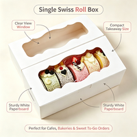 Caja Resistente de Cartón Blanco para Rollo Suizo con Ventana Transparente, Caja Desechable para Empacar Postres y Pastelería para Llevar