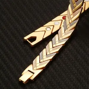 Einzigartiger Stil dreifachtönig rosa Gold und 18K Gold plattiert Silber einstellbare magnetische Armbänder für Herren und Damen